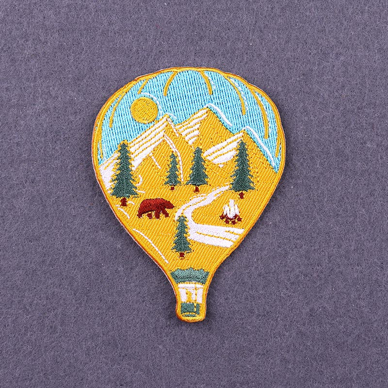 Velcro Badge 3D Embroidered Outdoor Scenery Hot Air Balloon