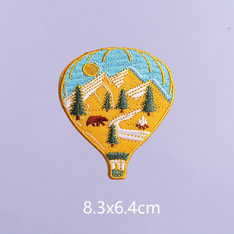 Velcro Badge 3D Embroidered Outdoor Scenery Hot Air Balloon