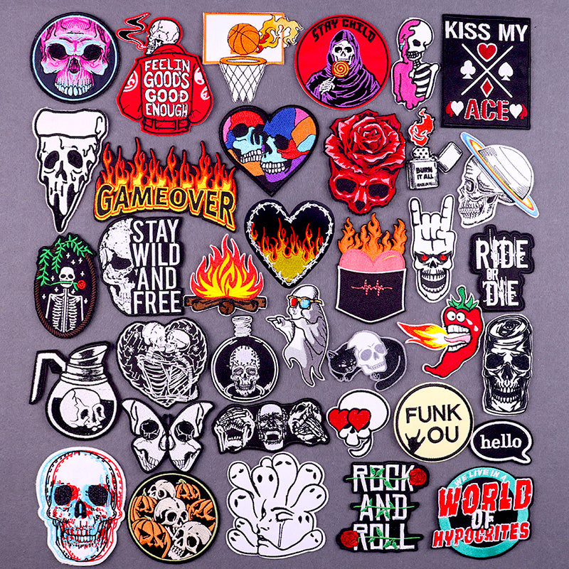 Flame Letters Stickers Iron On Patches For Clothing Thermoad